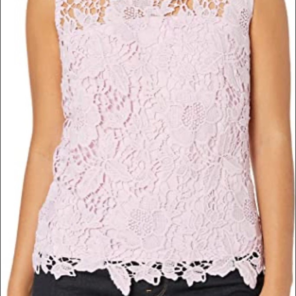 Nanette Lepore Lace Crotchet scallop sleeveless blouse baby pink Size M